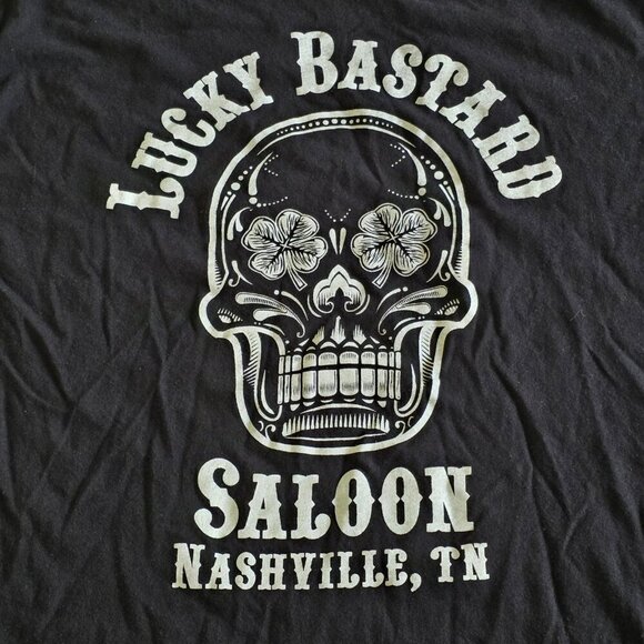 Bella+Canvas T Shirt Men XL Black Lucky Bastard Saloon Skull Graphic Print Boho - Picture 10 of 12